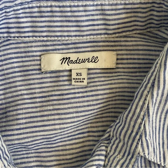 Madewell Button Down Flowy Short Sleeve Flower and Stripe Top - Picture 4 of 5